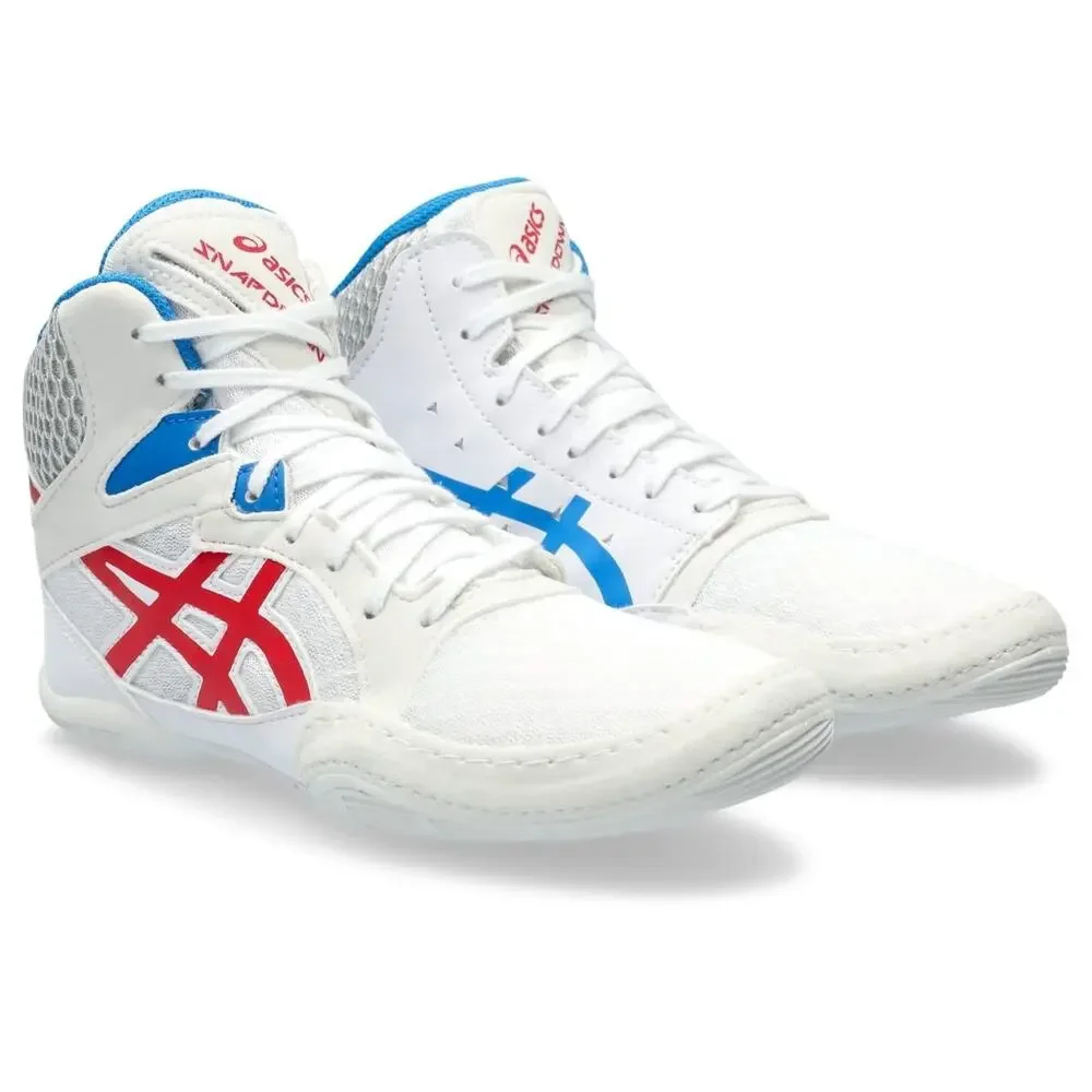 ASICS KID'S SNAPDOWN 3 GRADE SCHOOL WRESTLING SHOES, 2, WHITE/CLASSIC RED